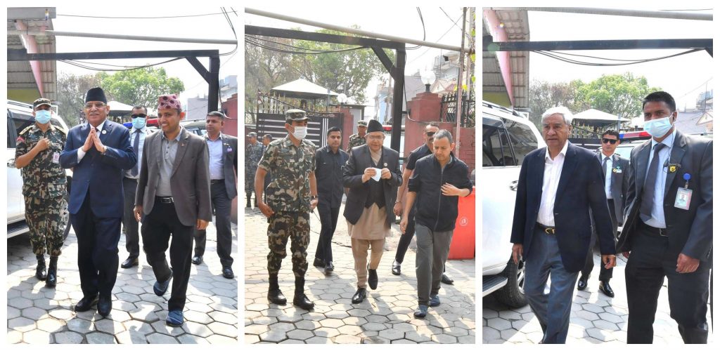 ओलीलाई भेट्न प्रधानमन्त्री, सभामुख र कांग्रेस सभापति बालकोटमा